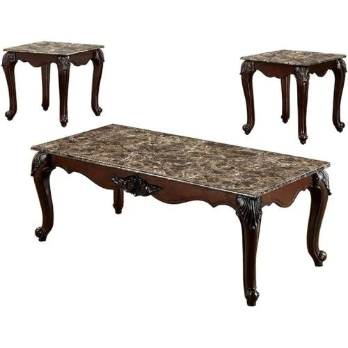 3pc Faux Marble Top Coffee Table and End Tables T223678