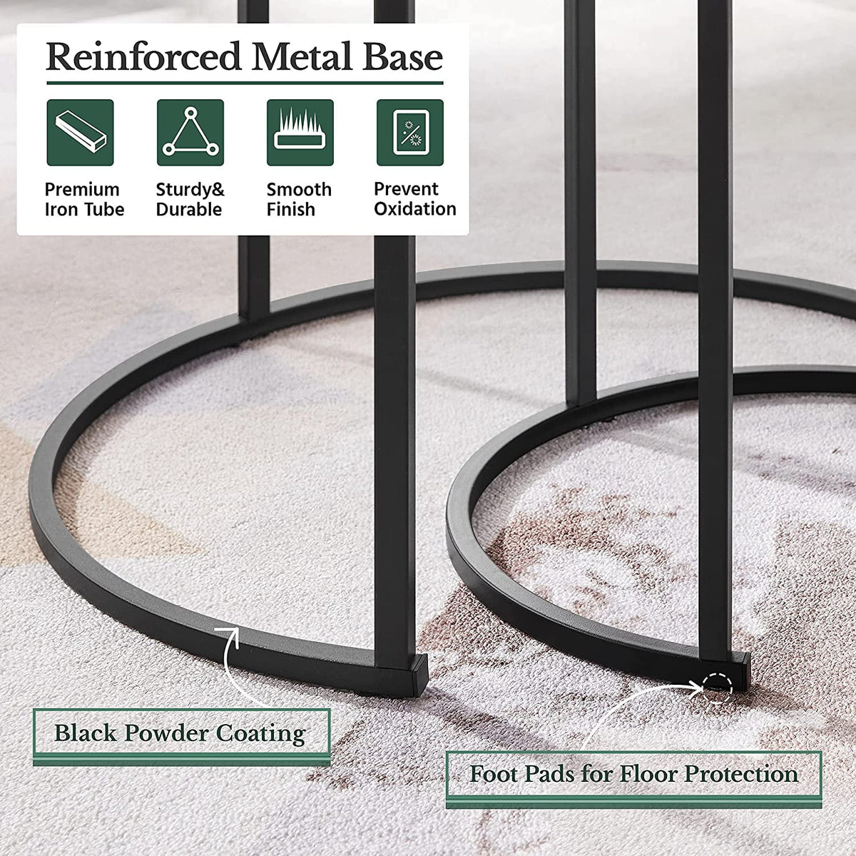 Set of 2 Round Wooden Metal Nesting Coffee Table Z650254