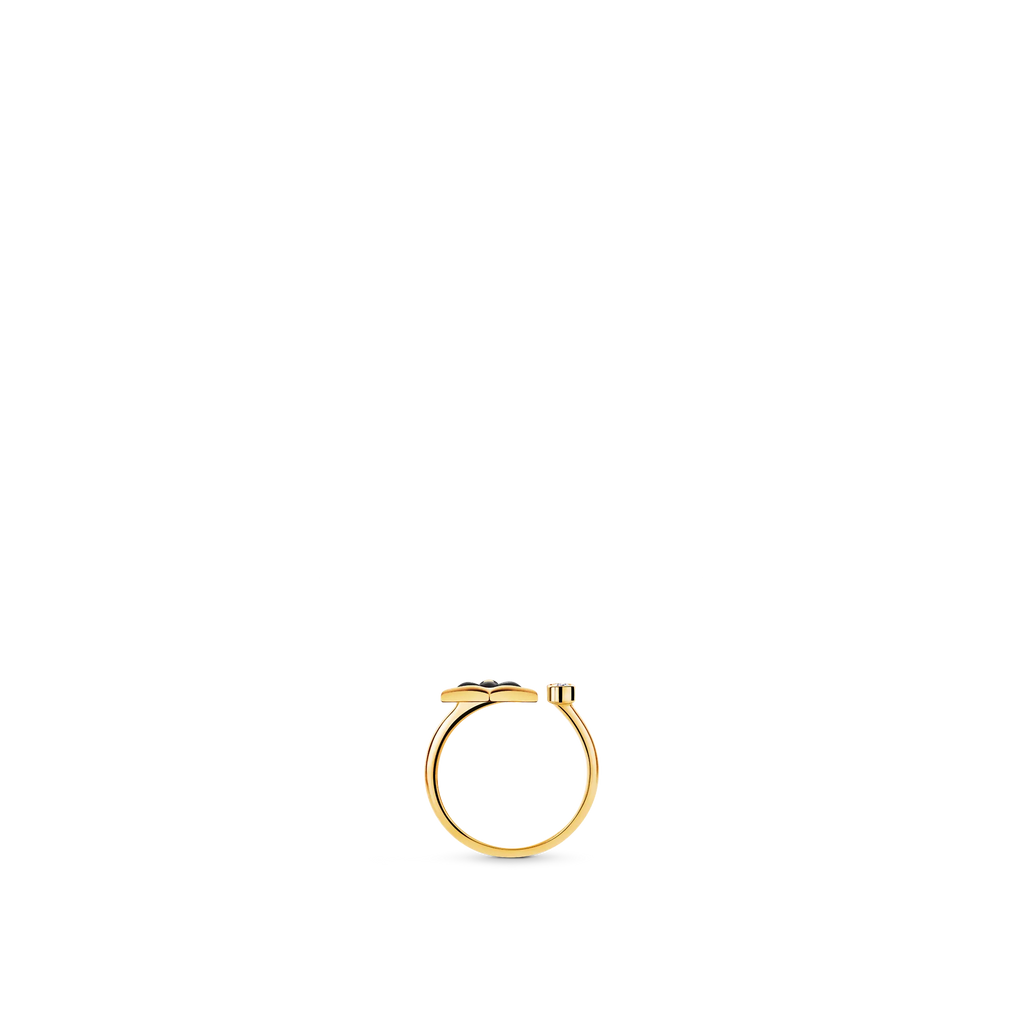 Yellow Gold Onyx Diamonds Ring Q862177
