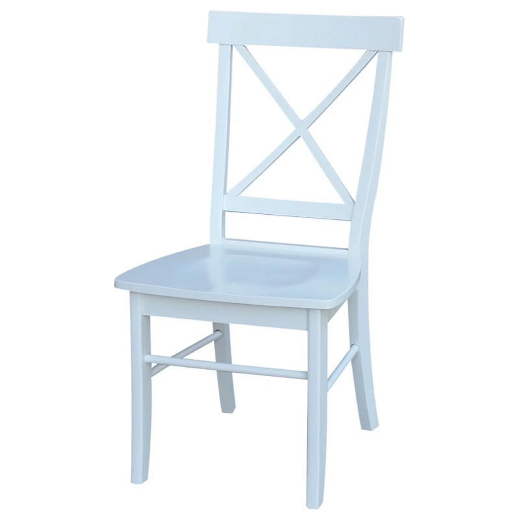 White Wooden X-Back Dining Chair Set of 2 O730037