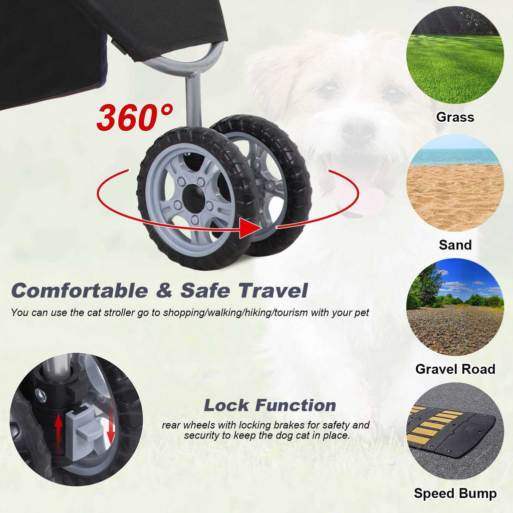 Pet Stroller Cat Dog Cage Folding Carrier W34100