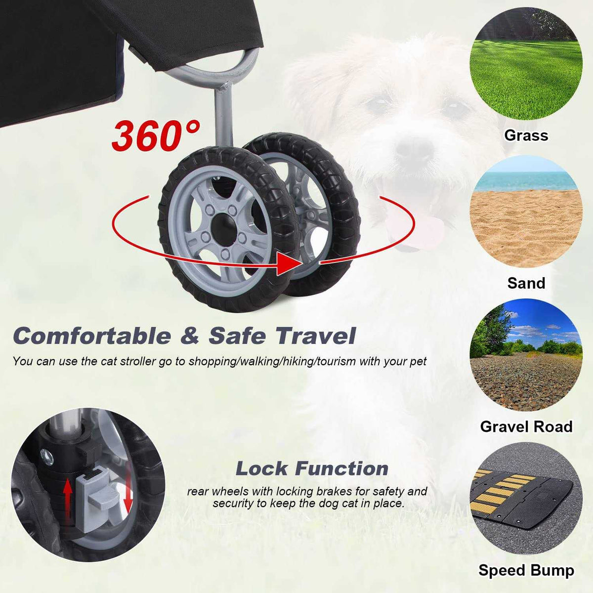 Pet Stroller Cat Dog Cage Folding Carrier W34100