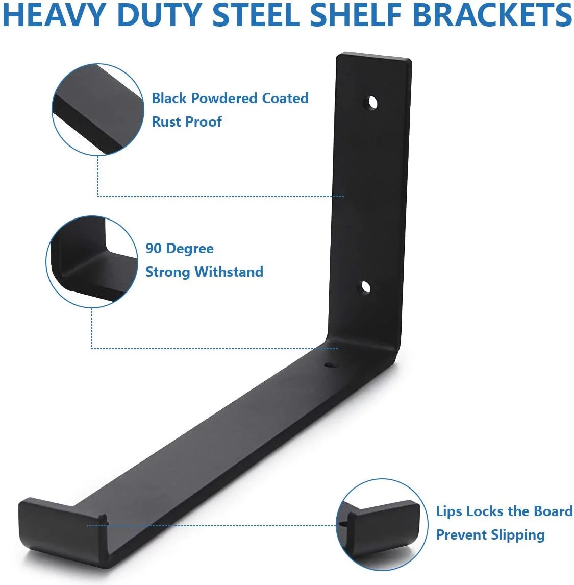 Black Metal Shelf Bracket 4 Pack L482035