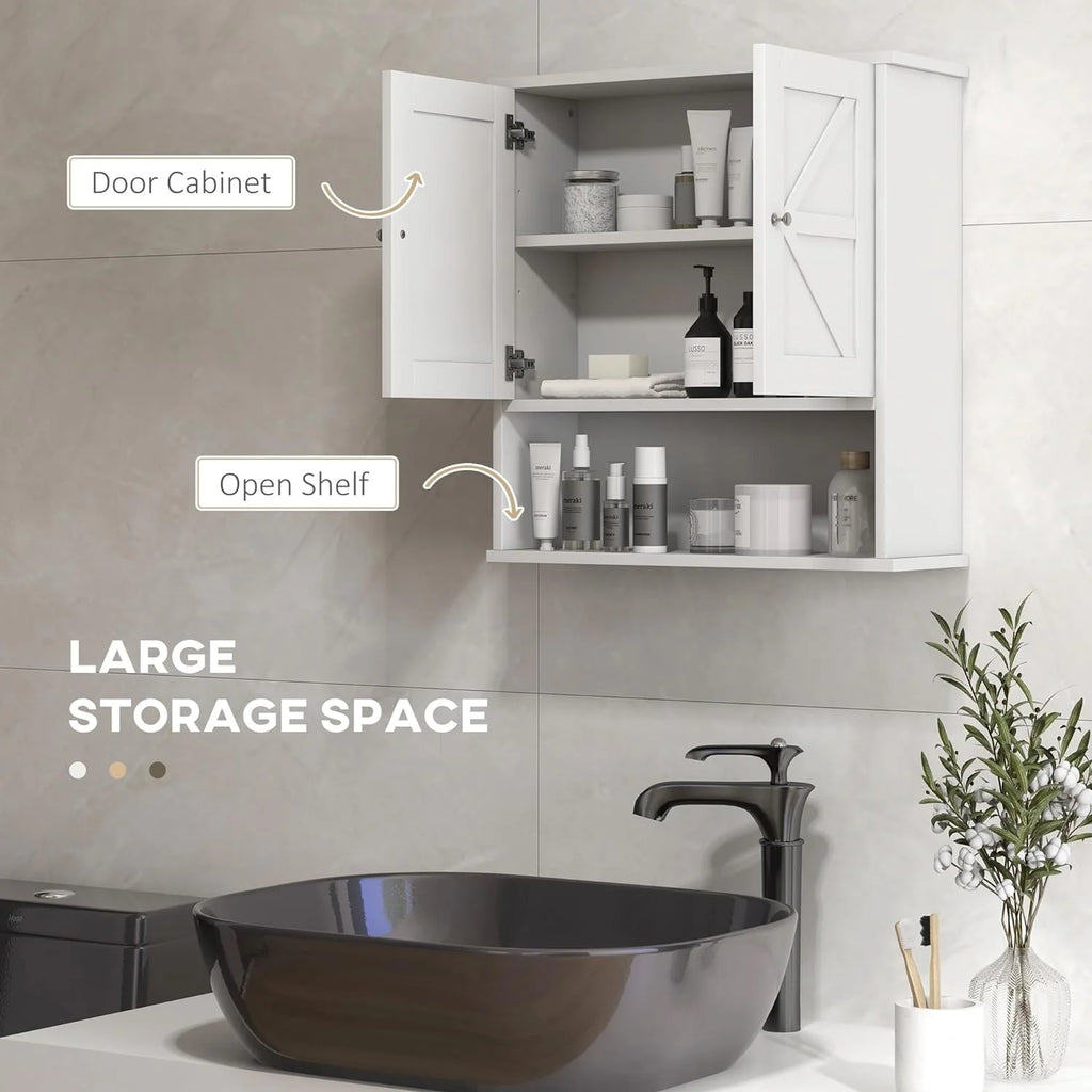 White Wall Mounted Bathroom Cabinet with Adjustable Shelf Q68006
