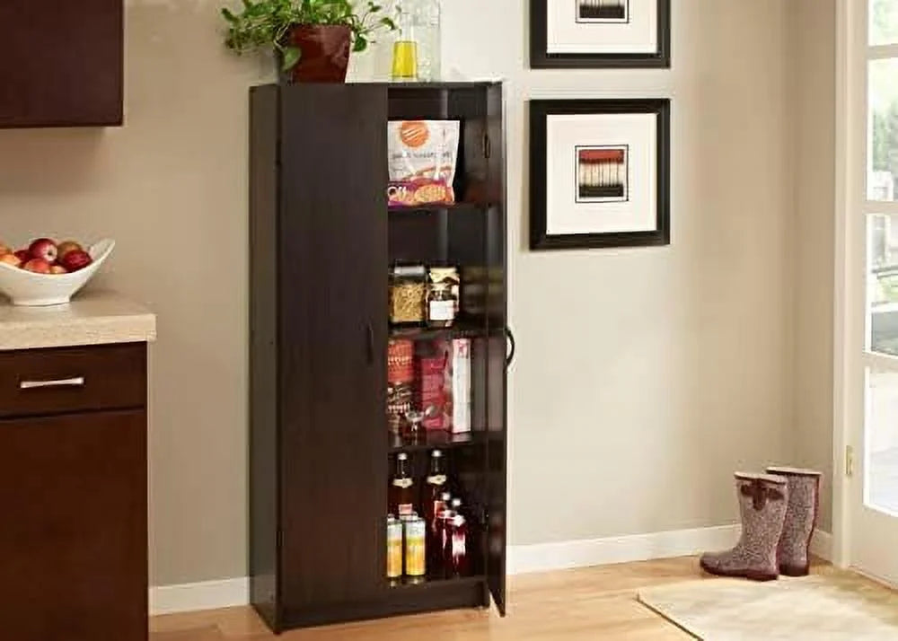 Pantry Cabinet Cupboard with 2 Doors Adjustable Shelves Dark Cherry Z669