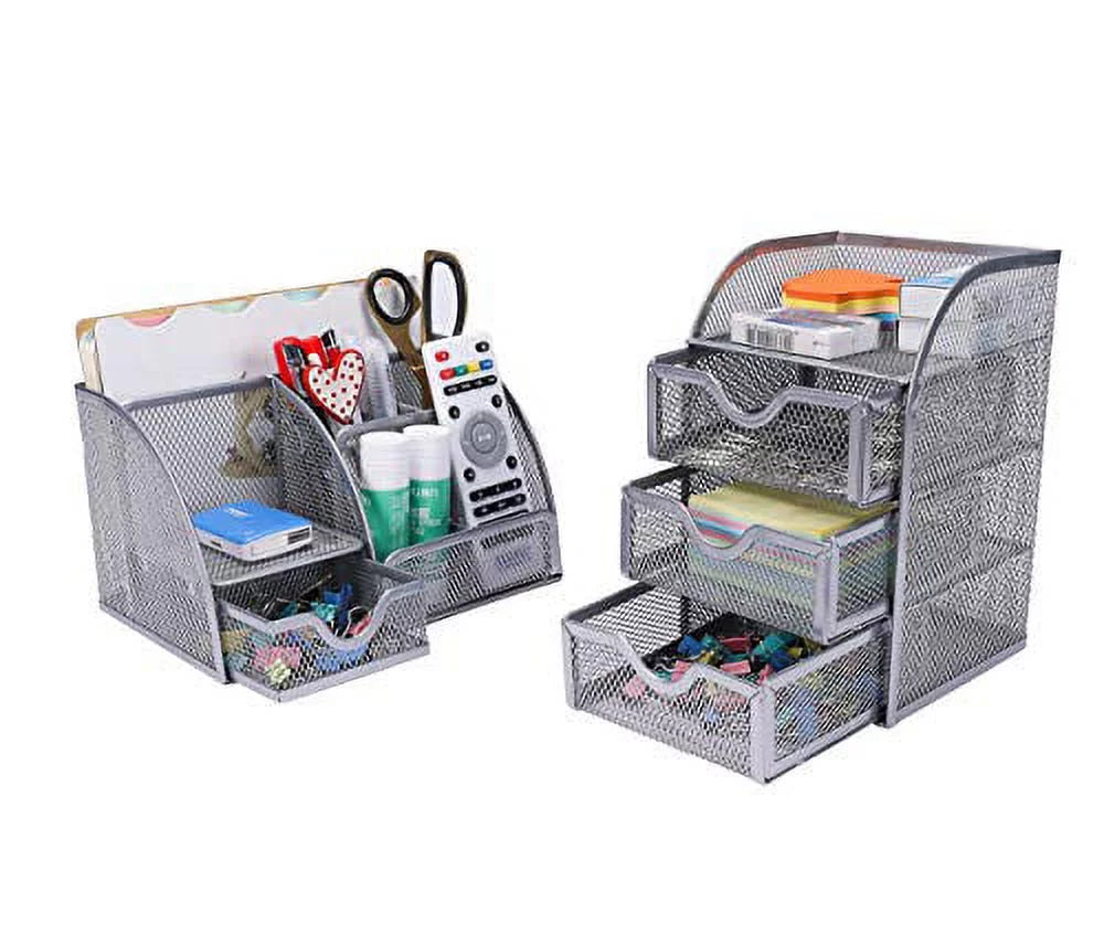 Mesh Desk Organizer Set with Drawer D592