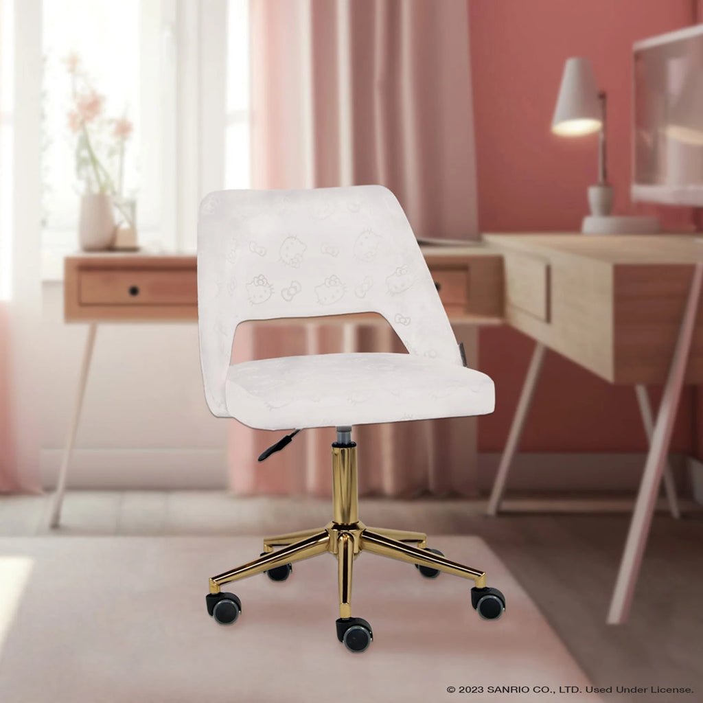 White Velvet Swivel Vanity Chair with Wheels N600238