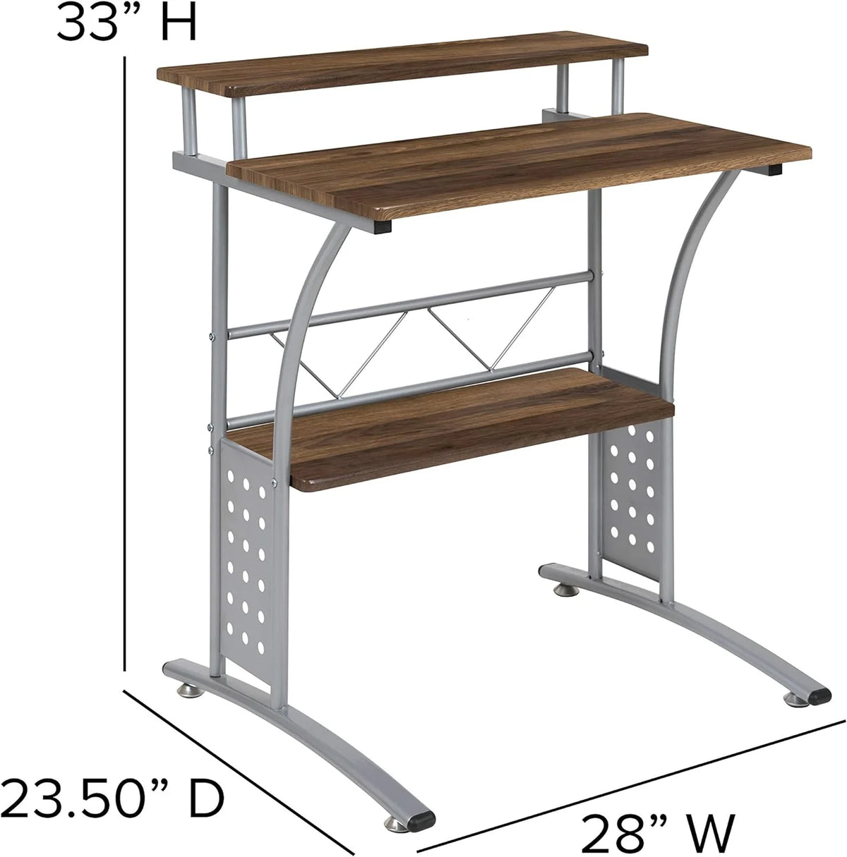 28 Inches Wide Computer Desk with Monitor Platform and Storage Shelf W3926