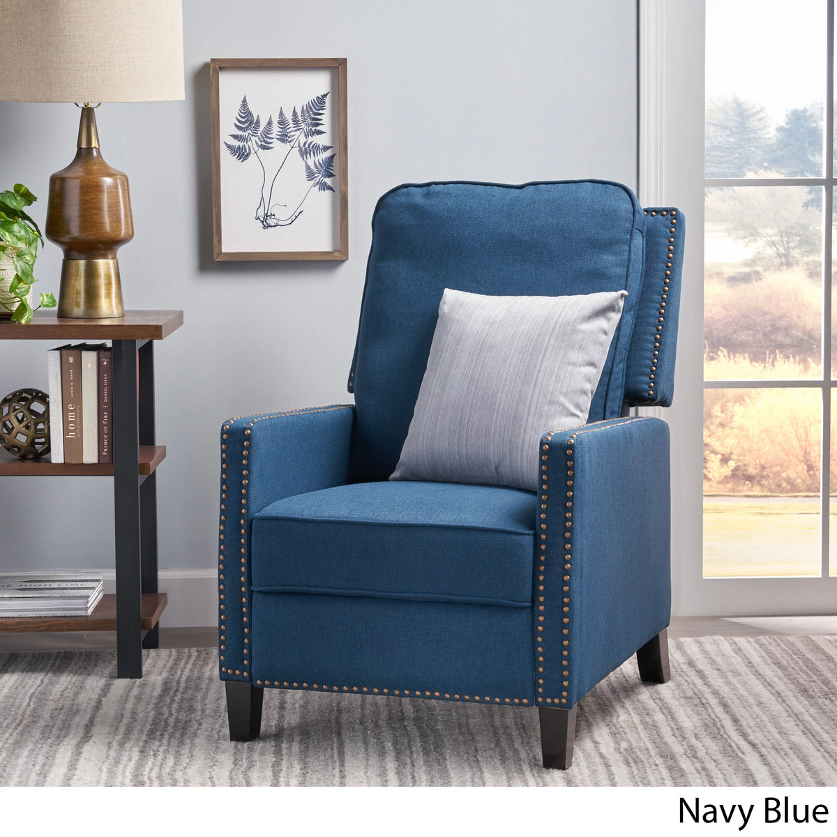 Navy Blue Fabric Recliner Y285060