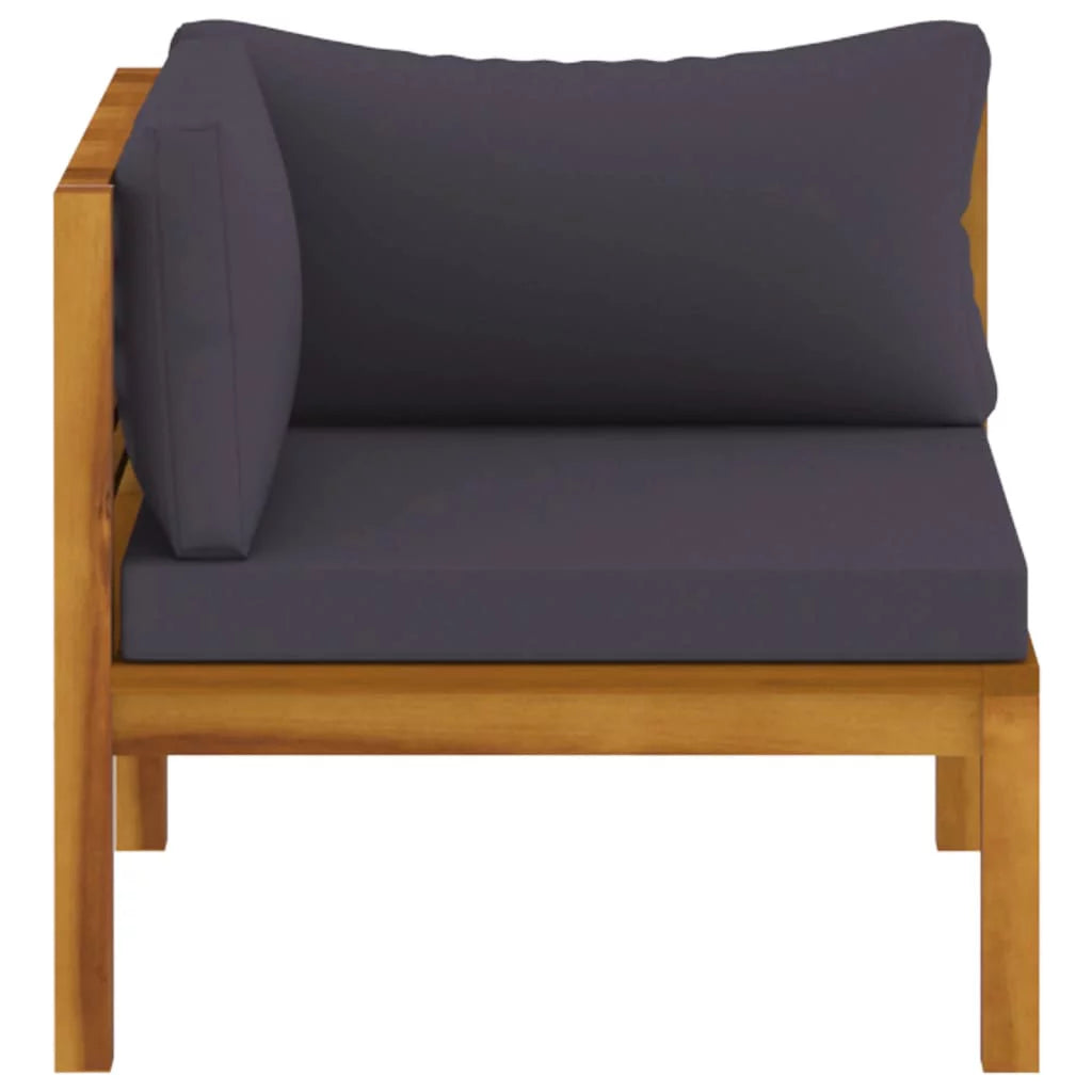 Dark Gray Cushions Solid Acacia Wood Corner Sofas H5910