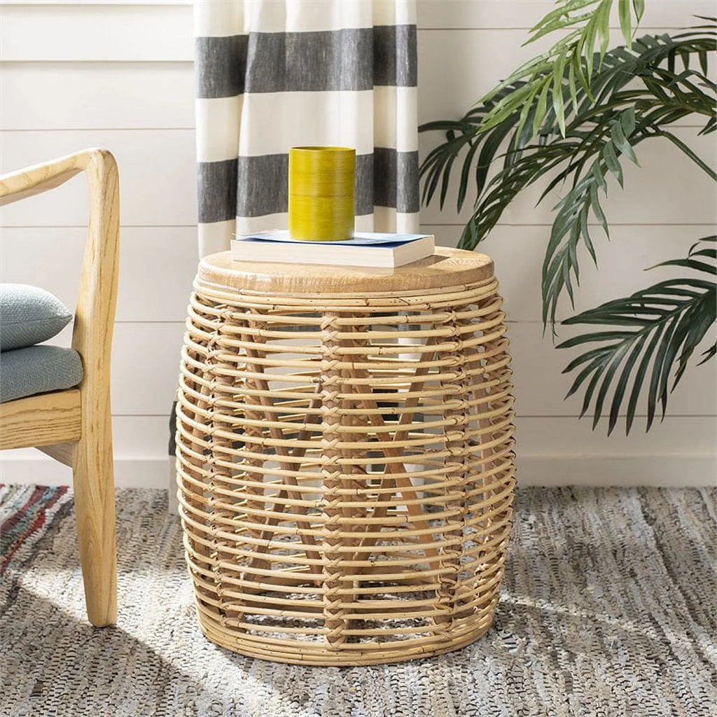18" Round Rattan Accent End Table Set of 2 F124