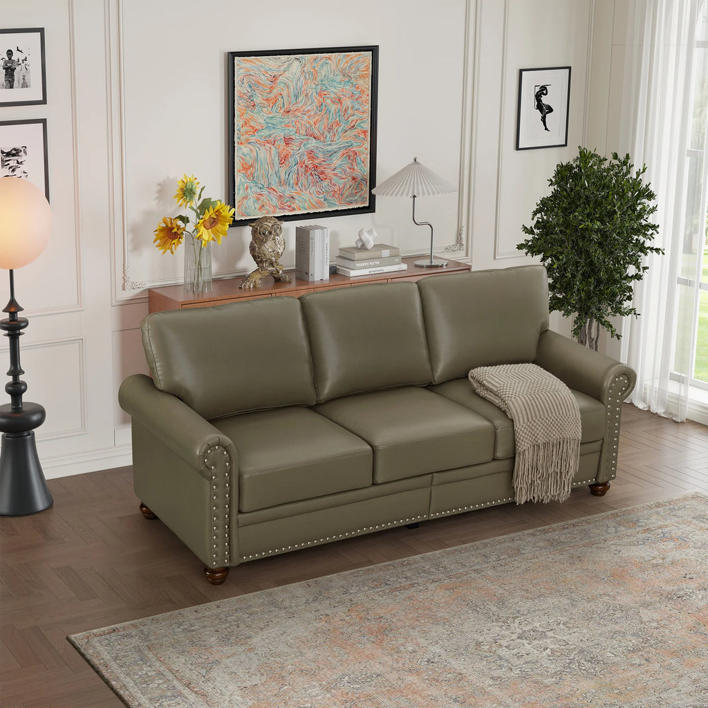 Grey Faux Leather Sofa R375464