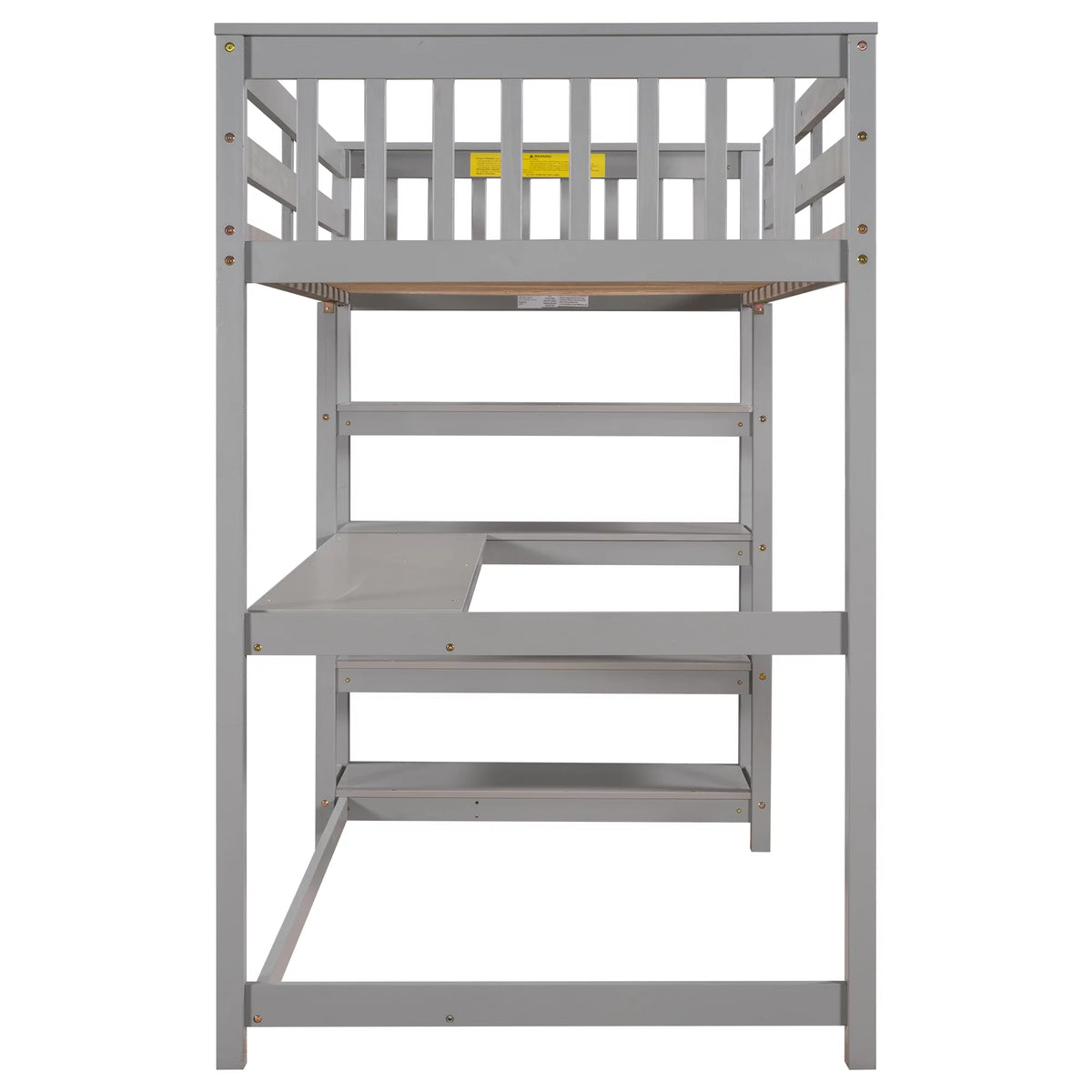 Twin Size Loft Bed with Built-in Desk and Shelves A44105
