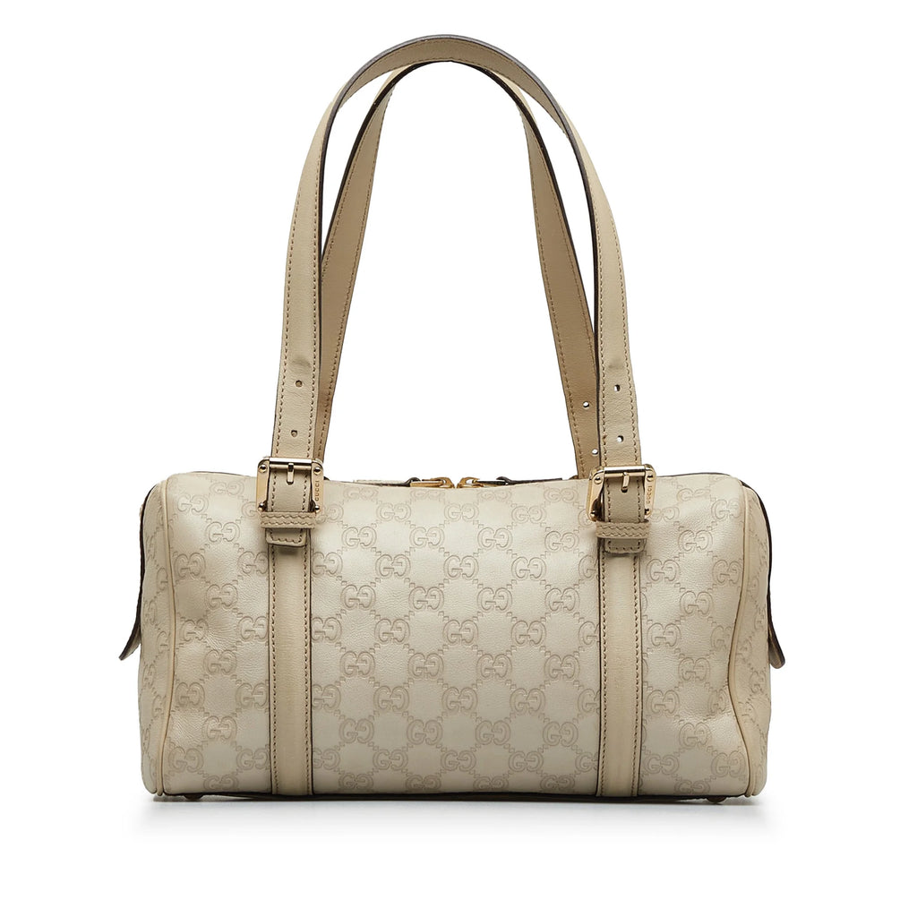 White Calf Leather Boston Bag G35466