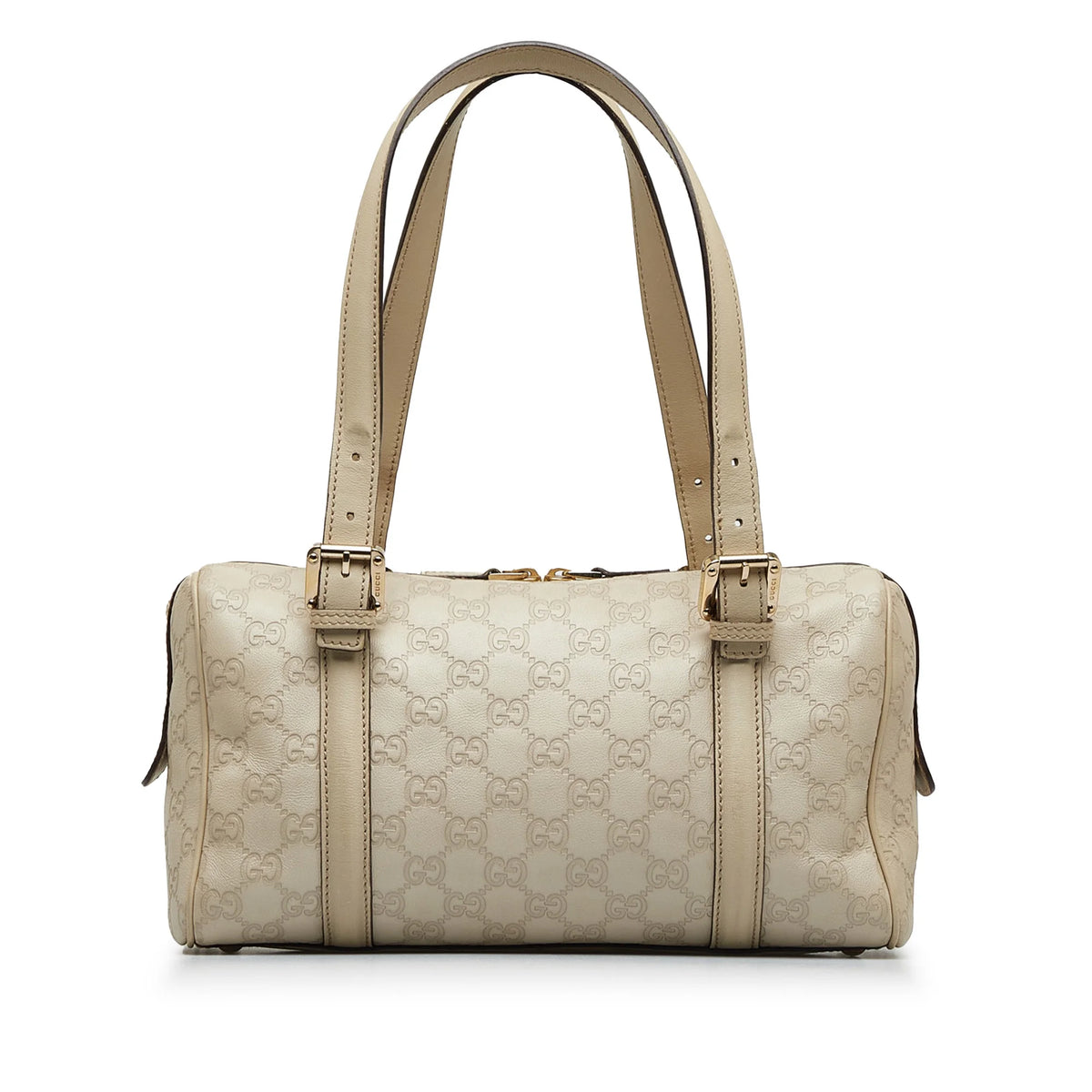 White Calf Leather Boston Bag G35466