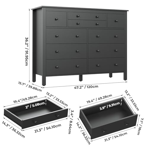 Black 10 Drawer Wood Dresser X43341