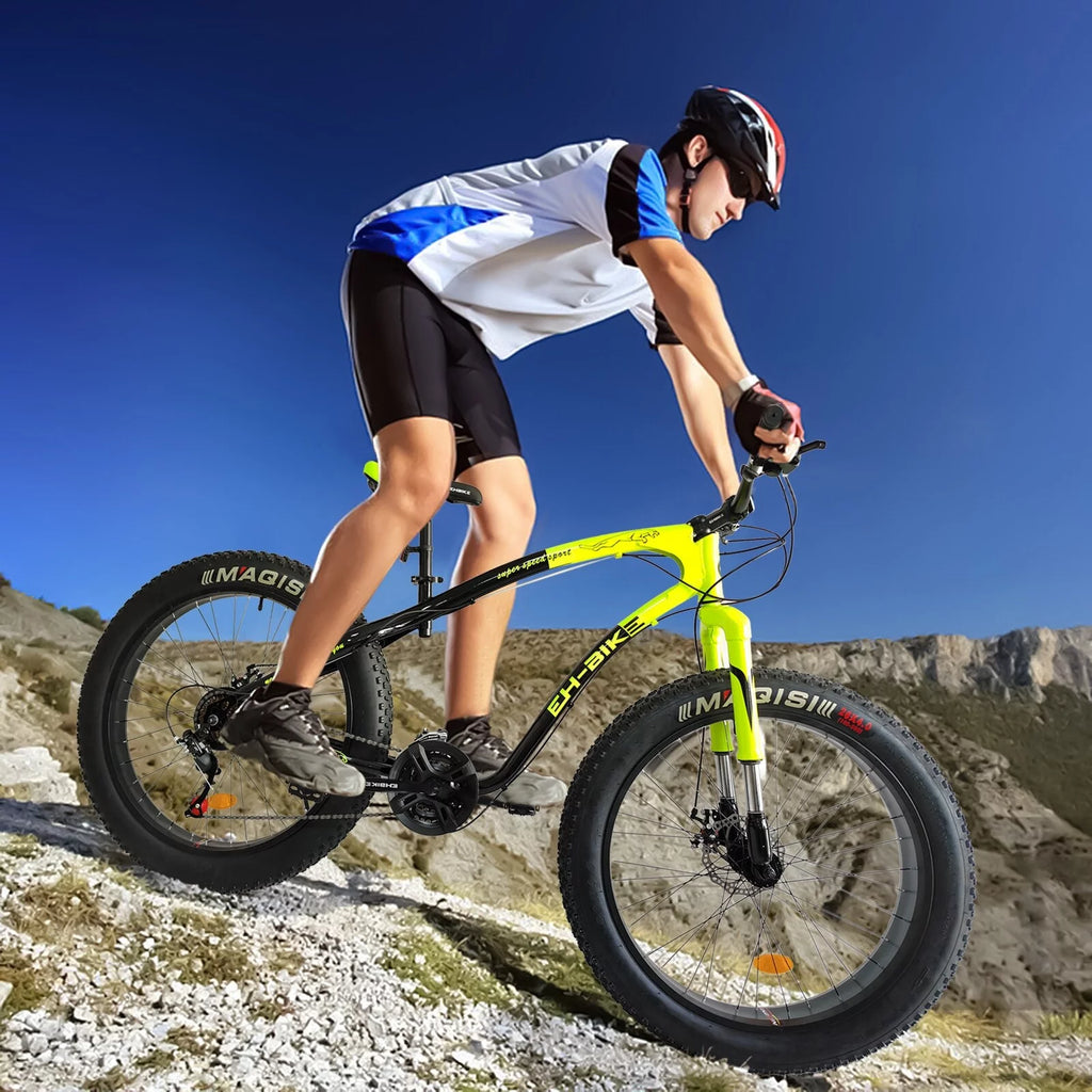26-Inch Fat Tire Mountain Bike 7-Speed Steel Frame Black G9656