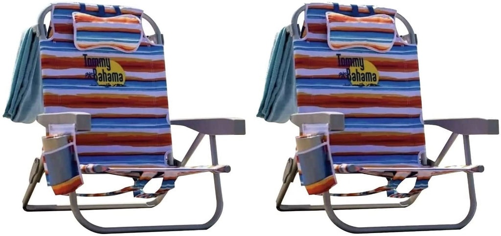 2 Pack Backpack Beach Chair with Cooler Storage Pouch and Towel Bar S274