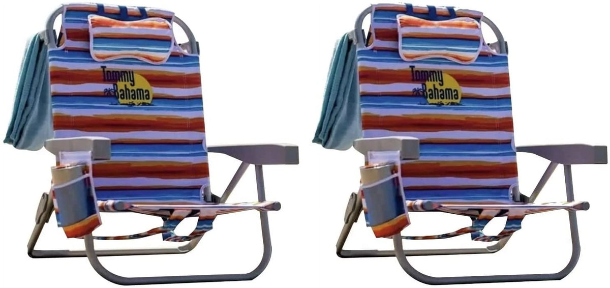 2 Pack Backpack Beach Chair with Cooler Storage Pouch and Towel Bar S274