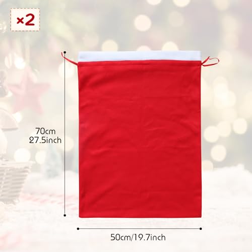 2Pcs Christmas Velvet Bags with Drawstring H32295