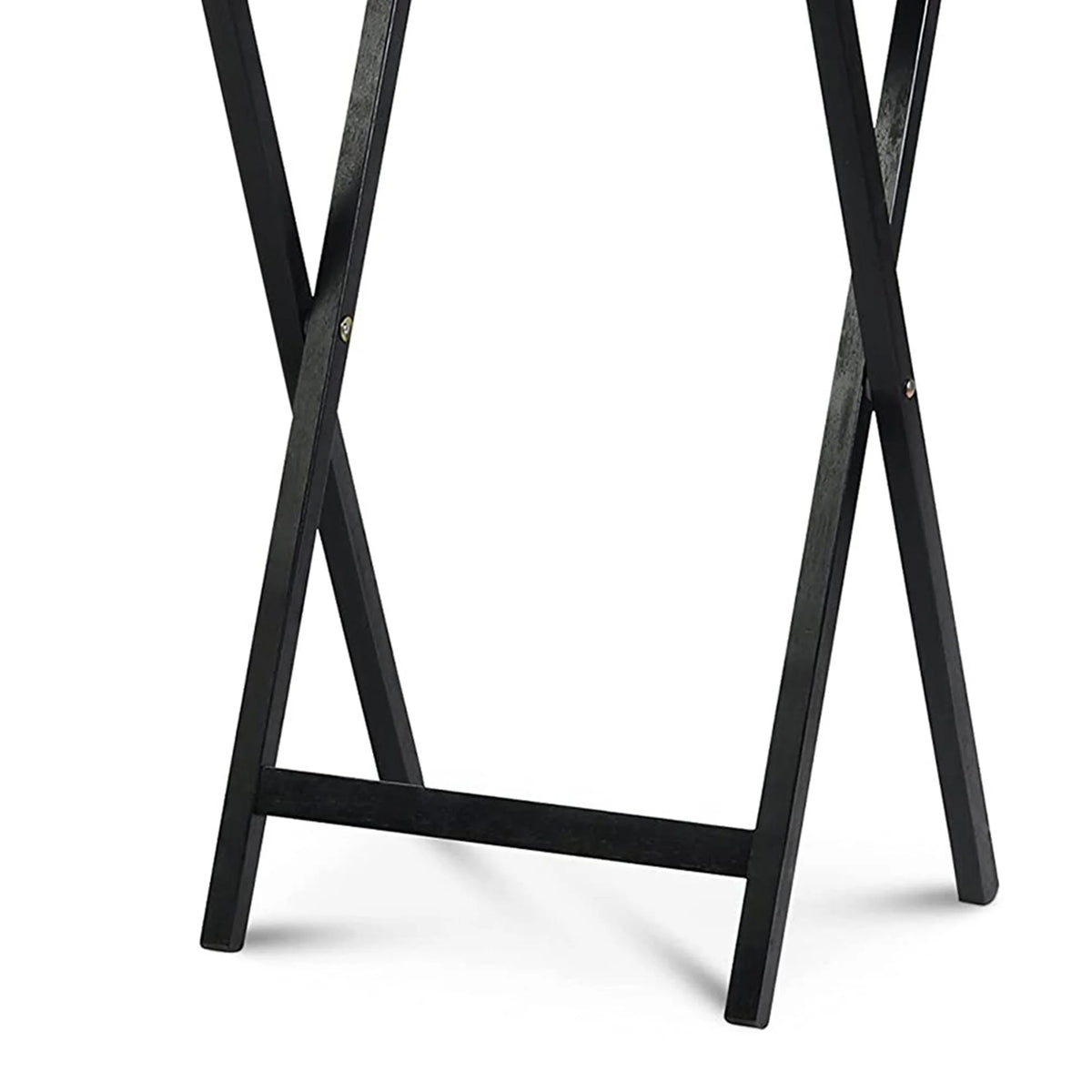 Black 5 Piece Set Folding TV Tray Tables with Storage Rack Q2583