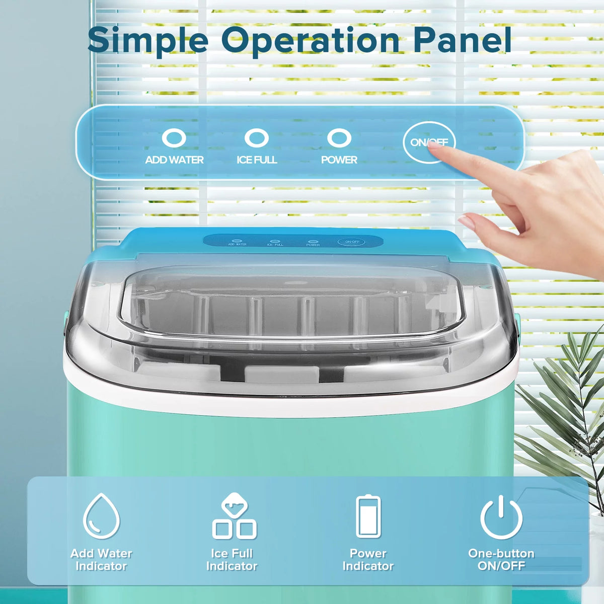 Countertop Ice Maker 9 Bullet Ice Cubes 26lbs/24H with Scoop & Basket P84737