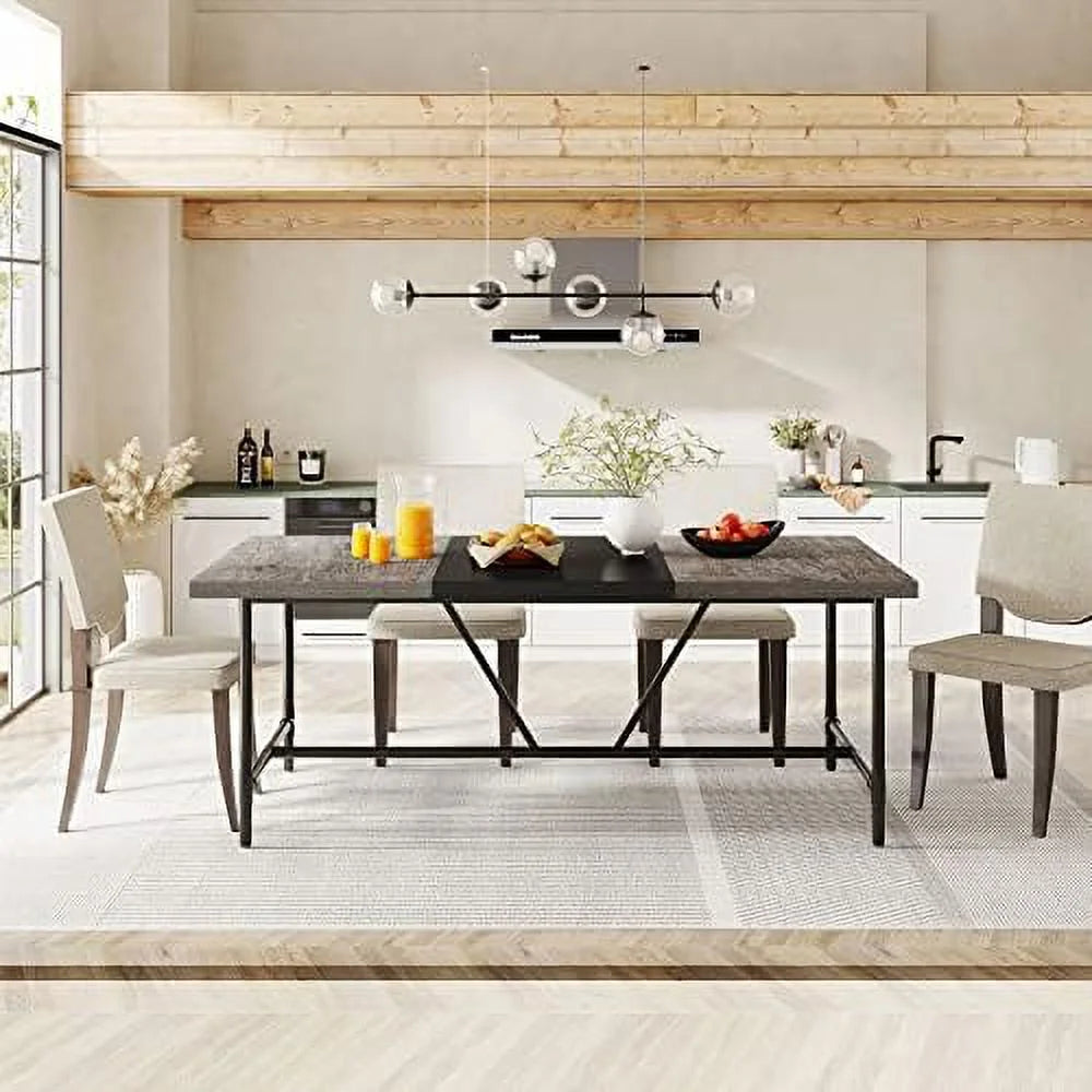 70.8 x 35.4 inch Large Dining Table with Tube Metal Frame U9755