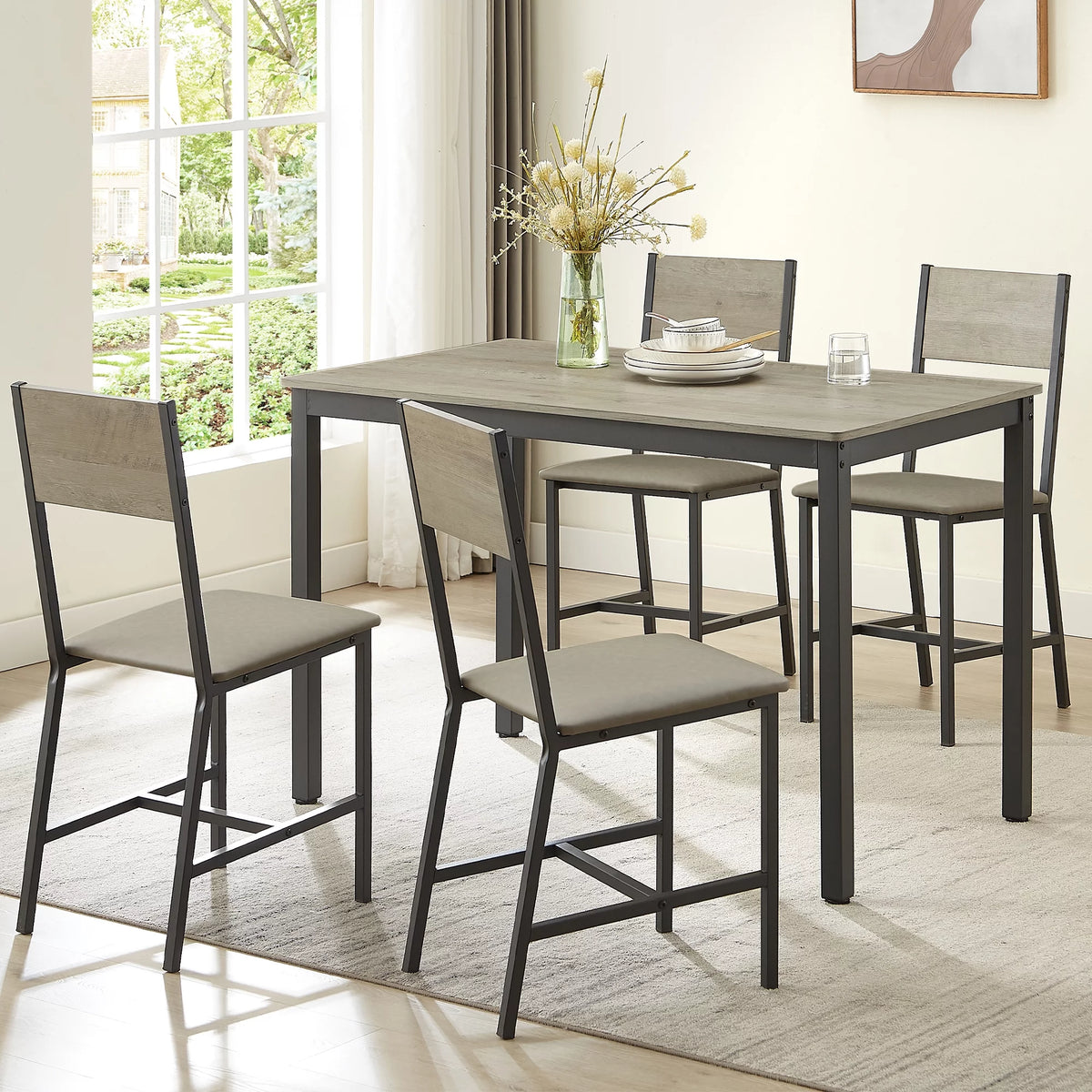 5-Piece Dining Room Table Set with 4 Chairs A902848