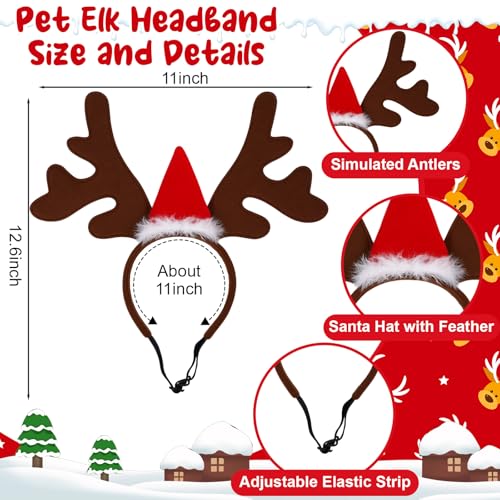 2 Set Pet Christmas Costumes Dog Knitted Scarf Reindeer Antlers Headband O888