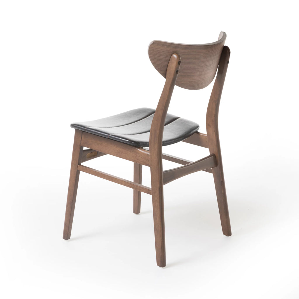Mid Century Modern Wood Dining Chairs, Set of 2, Dark Brown and Walnut A815437