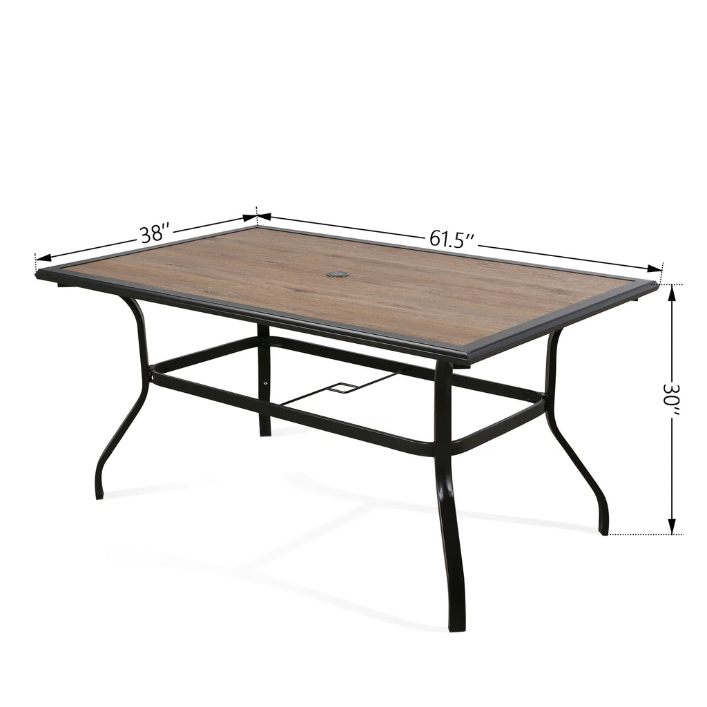 61.5" Rectangular Outdoor Dining Table with Umbrella Hole H450