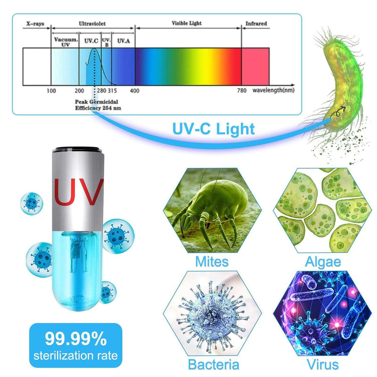3 W Mini 13 W UV Sanitizer Submersible Aquarium Clean Light T1203