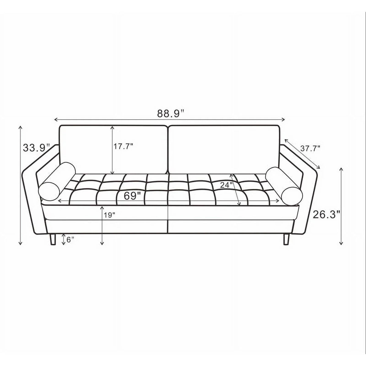 Mid-Century Modern Velvet Sofa C7621