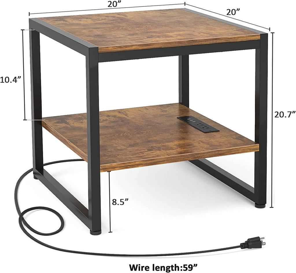 20 Inch Square End Table with Charging Station B787763