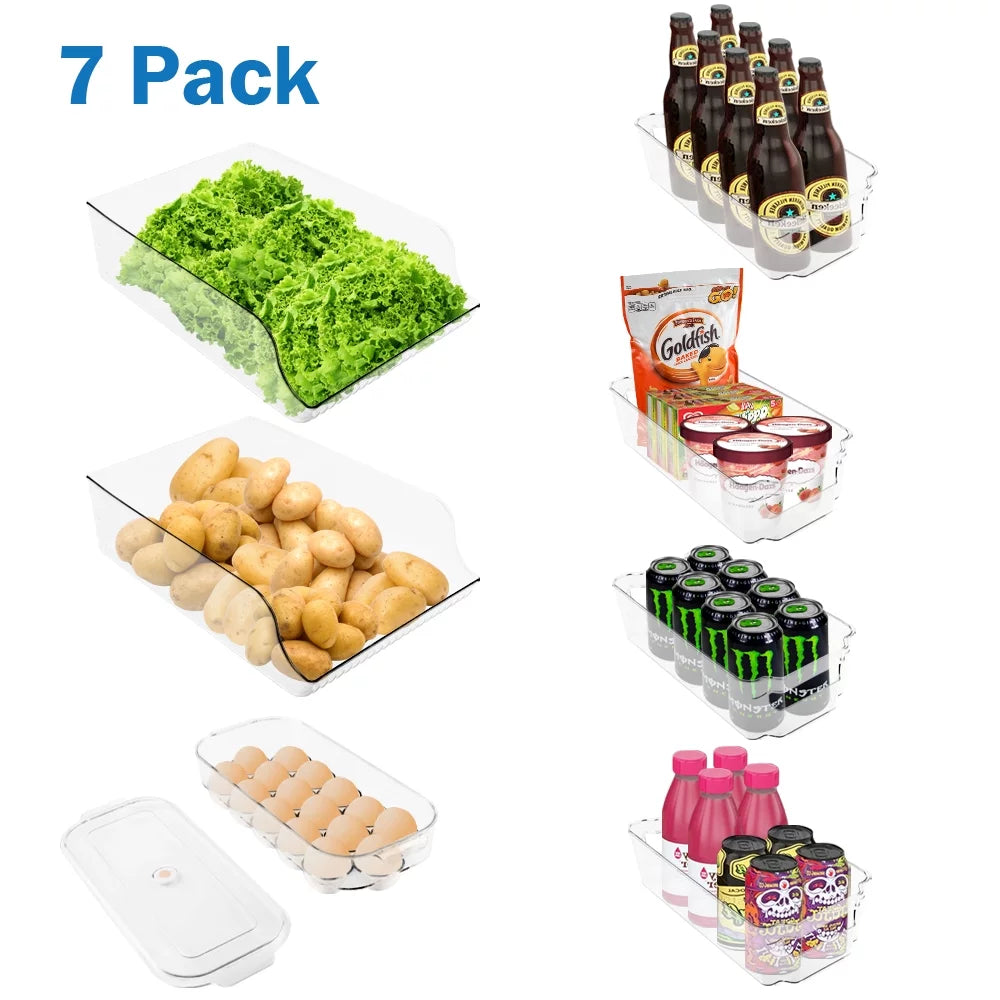 Clear Plastic 7-Piece Fridge Organizer Bins B266693
