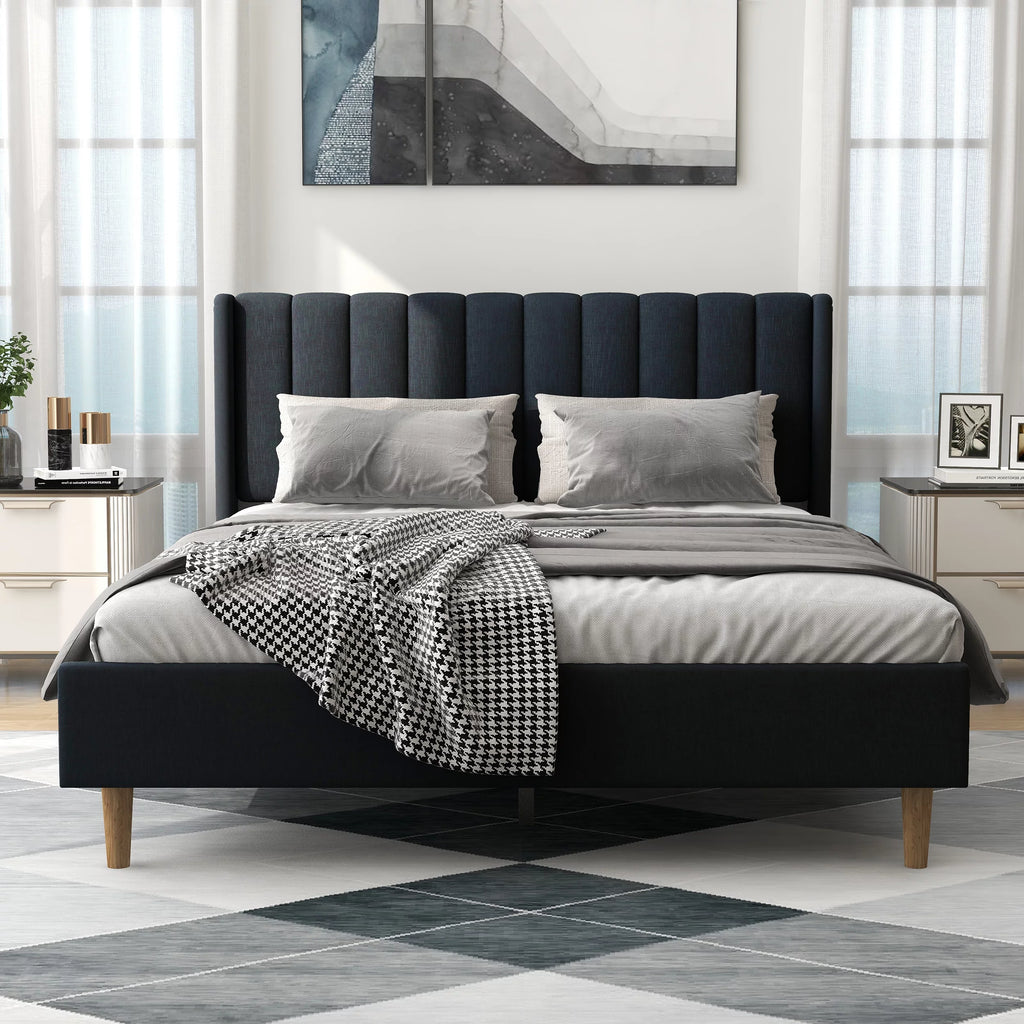 Queen Size Upholstered Platform Bed Frame Y4207