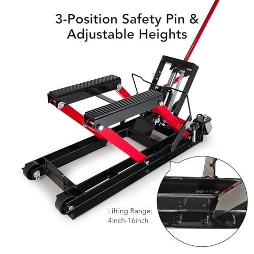 1500 Lb. Capacity Hydraulic Motorcycle Lift Jack with Foot Pad V78219