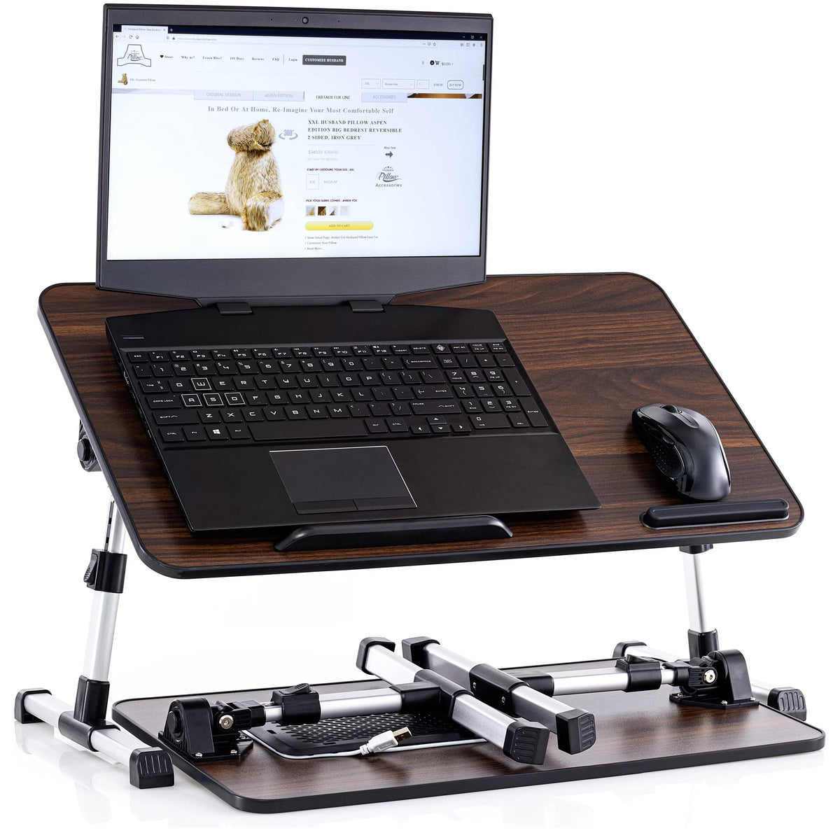 Brown Large Wood Top Lap Desk with Dual Cushion C47661