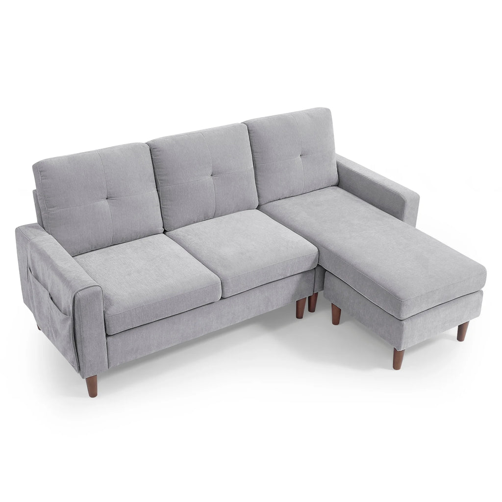 Light Grey Chenille Convertible Sectional Sofa A851501