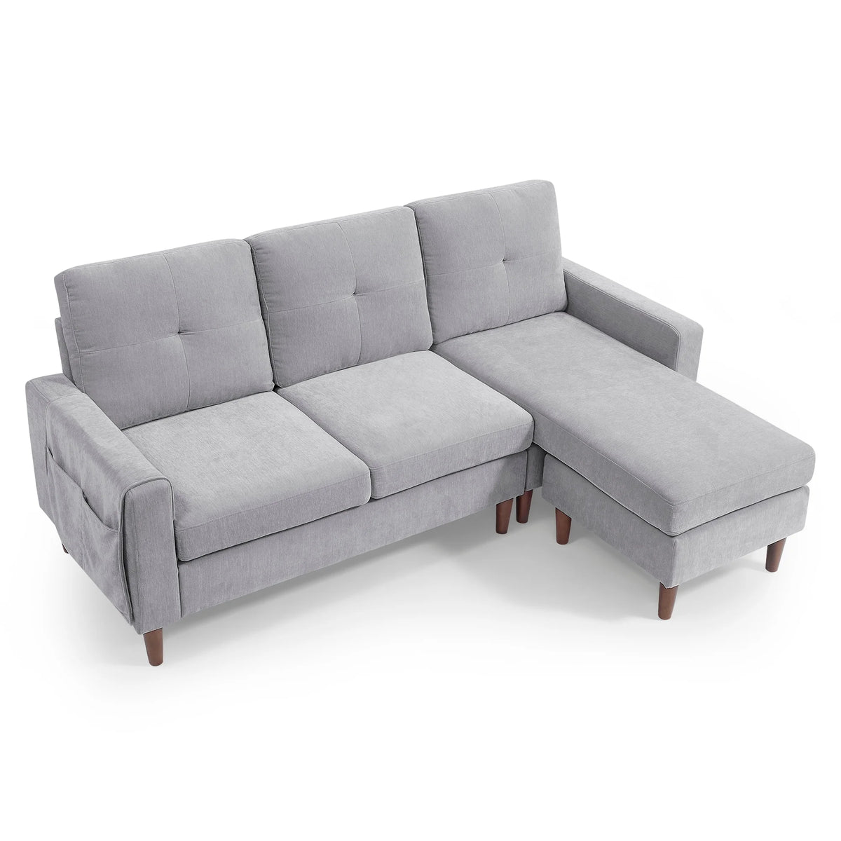 Light Grey Chenille Convertible Sectional Sofa A851501