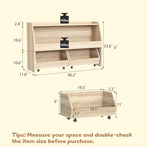 2 Tier Toy Storage Organizer with Movable Bins D703206
