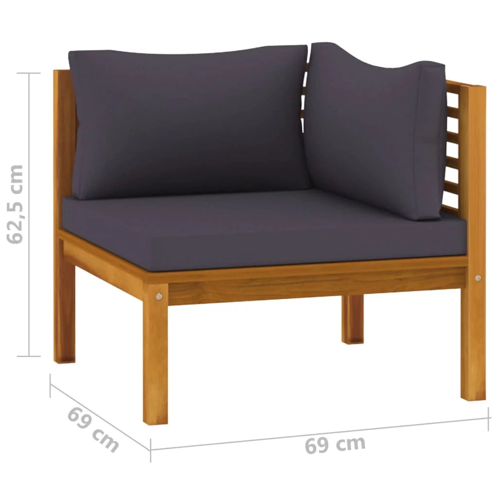 Dark Gray Cushions Solid Acacia Wood Corner Sofas H5910
