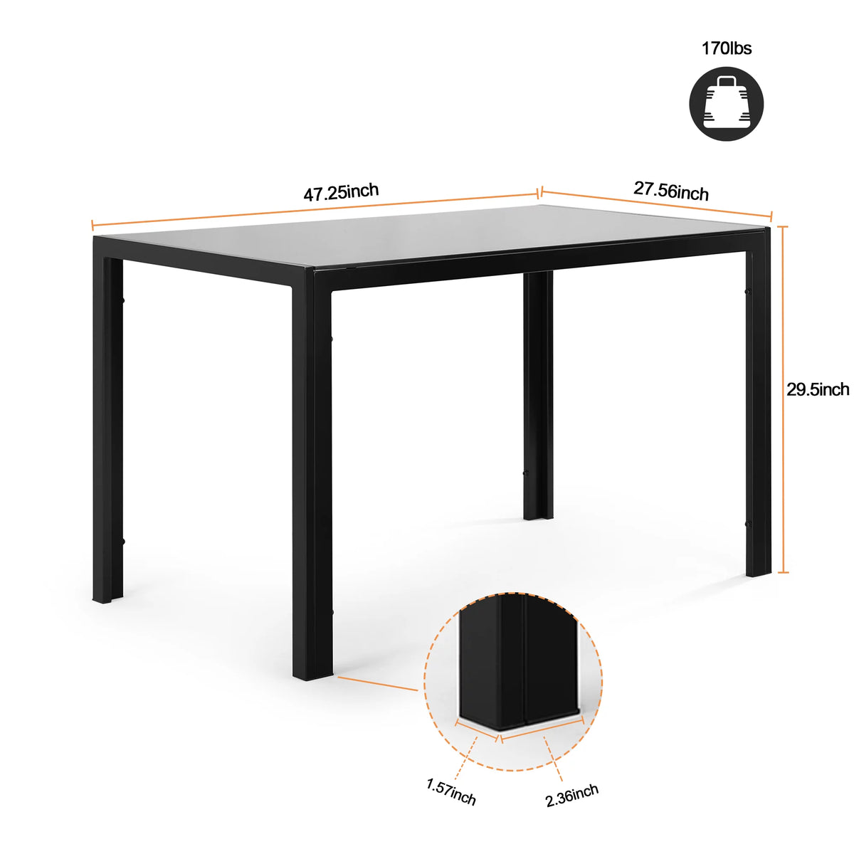 5 Pieces Tempered Glass Dining Table Set with 4 Faux Leather Chairs M53094