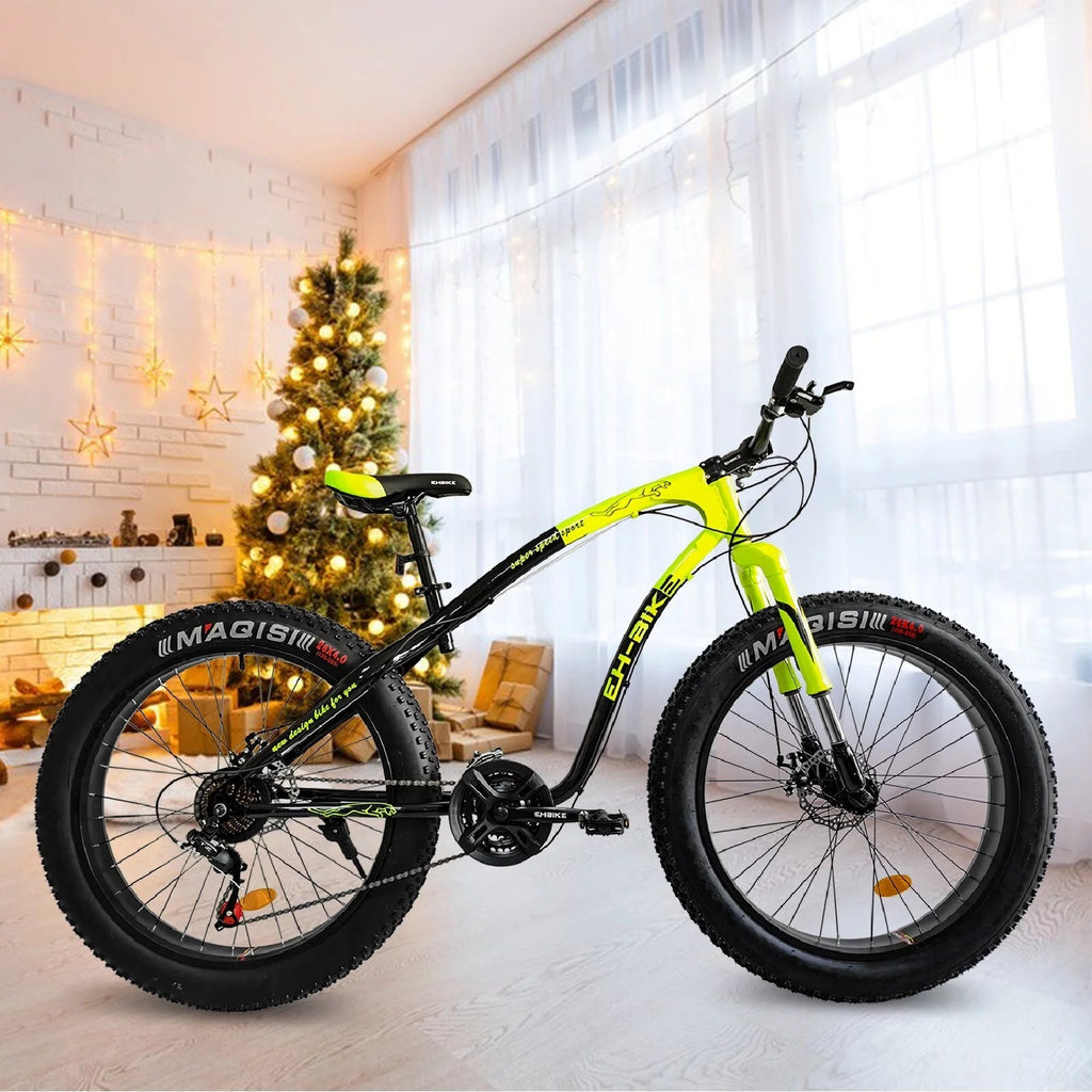 26-Inch Fat Tire Mountain Bike 7-Speed Steel Frame Black G9656