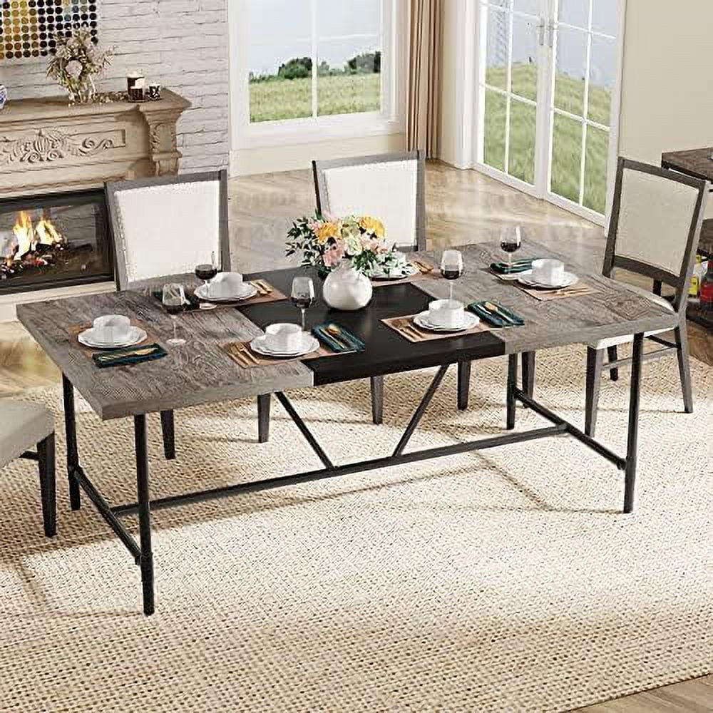 70.8 x 35.4 inch Large Dining Table with Tube Metal Frame U9755