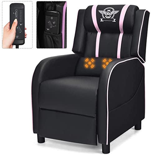 Adjustable Racing Style Massage Recliner Chair with Headrest & Lumbar Pillow W77260