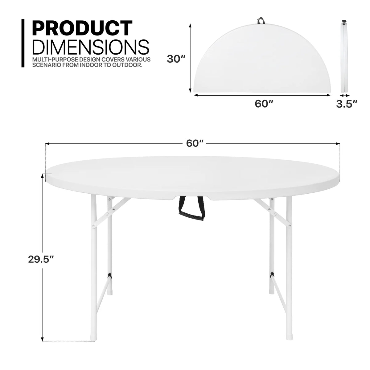 11 Pieces 5 Ft White Bi-Fold Plastic Folding Table Set with 10 Folding Chairs A91694