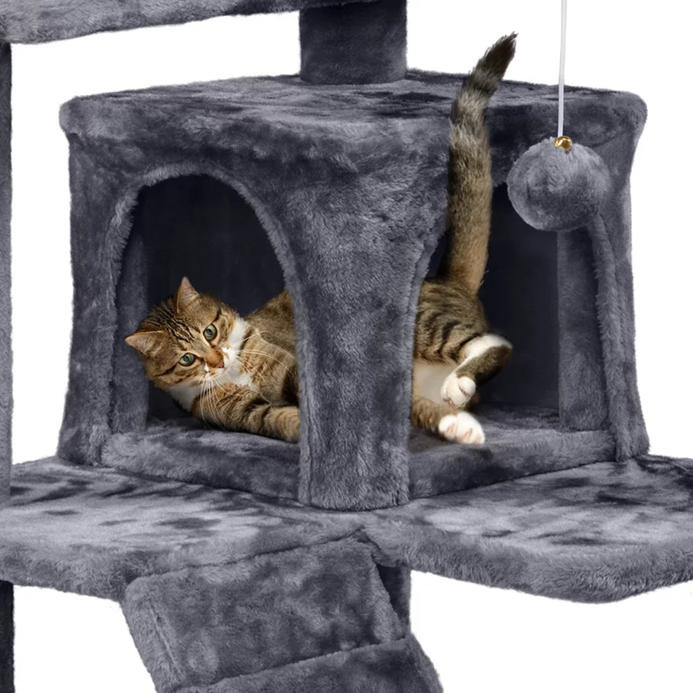 Dark Gray Cat Tree Condo with Scratching Post Tower M8915