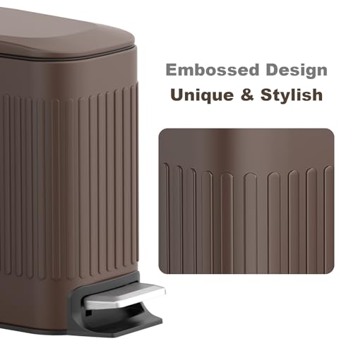 Slim Stainless Steel 6 Liter Trash Can with Lid Z339132