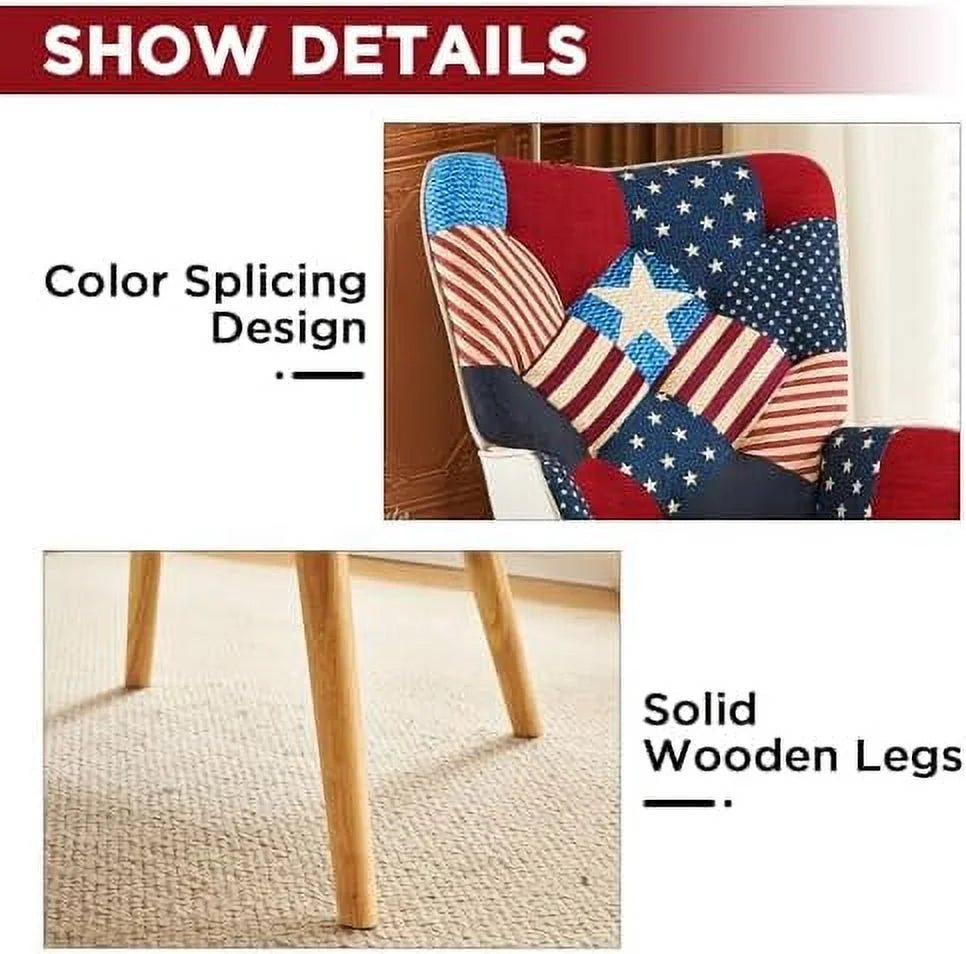 Accent Chair High Back Armchair Linen Fabric Solid Wood P8288
